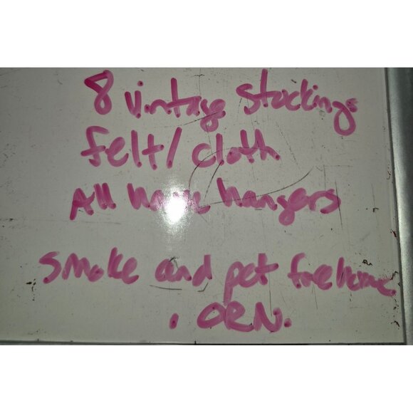 Set Of 7 Vintage Christmas Stockings Various Santa Dog Cat Tree Motifs - Picture 8 of 8